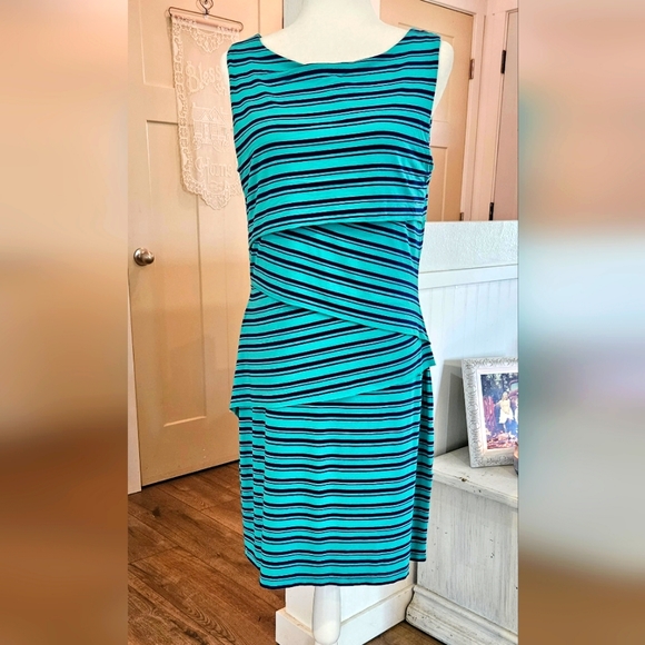Worn Twice! - CYNTHIA ROWLEY - Striped Layered Shift Style Dress - Size L